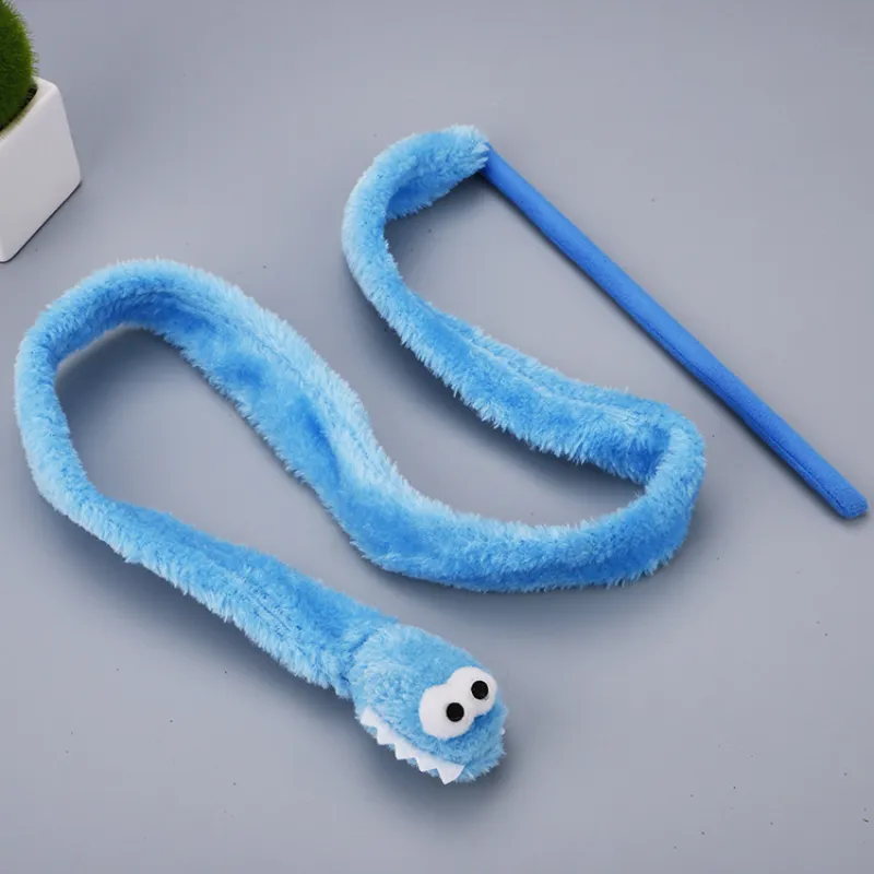 Katzenspielzeug Schlenker-Wurm – Interaktive Spielangel mit Plüschwurm für aktive Stubentiger – Bild 6