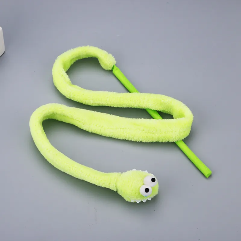 Katzenspielzeug Schlenker-Wurm – Interaktive Spielangel mit Plüschwurm für aktive Stubentiger – Bild 5